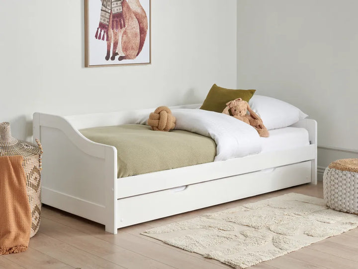 Trundle Bed Pine Wood  90 x 200 cm (EU Single) White Hinman