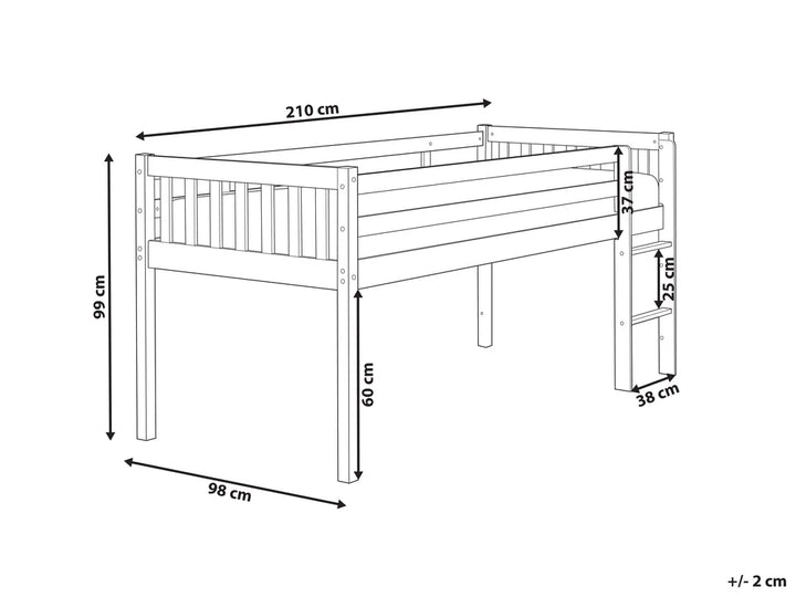Mid Sleeper Bed Wood 90 x 200 cm (EU Single) White Lampley