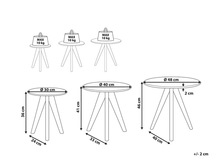 Glennis Set of 3 Coffee Tables White