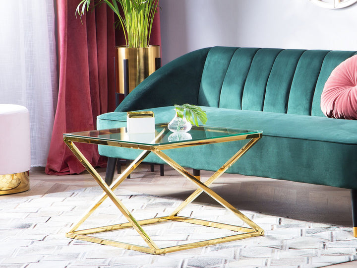 Glass Top Coffee Table Gold BEVERLY