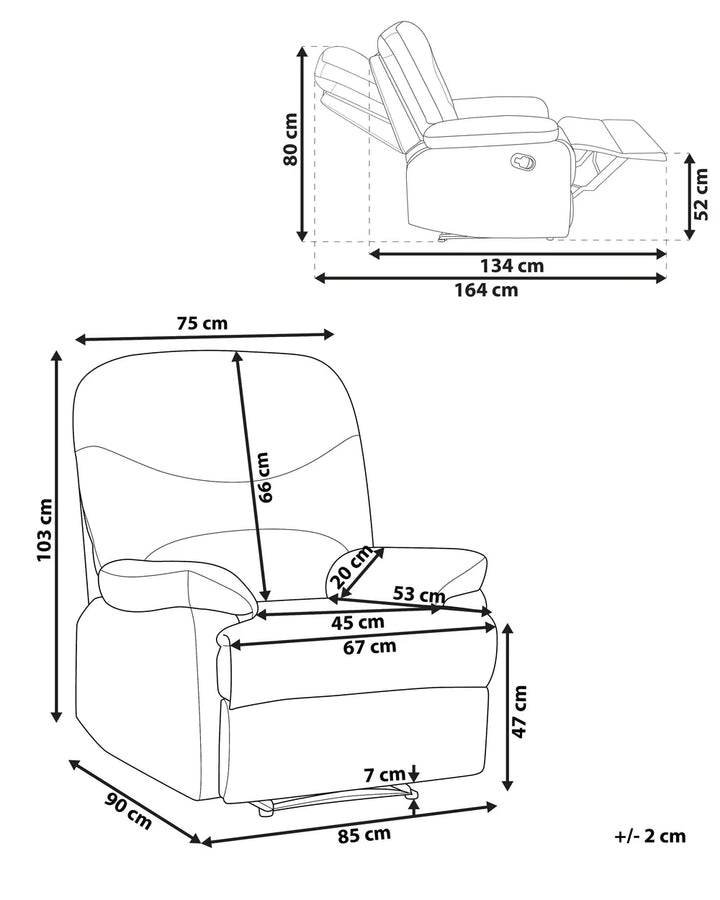 Recliner Chair With Footrest Velvet Black Gail