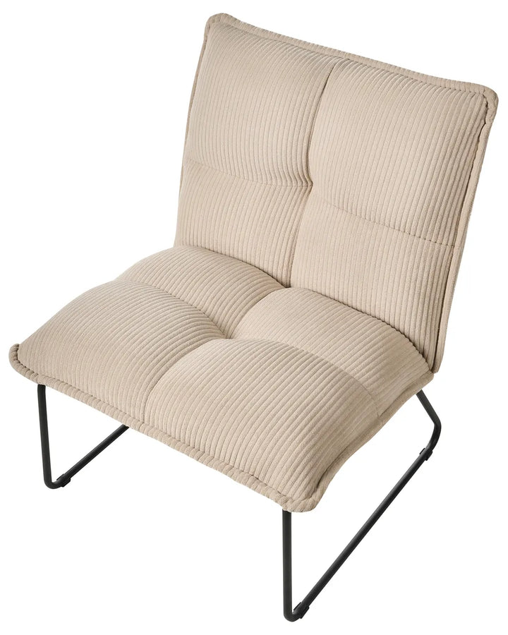 Set of 2 Armchairs Corduroy Beige Esly