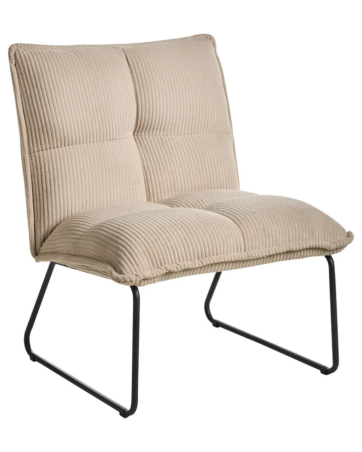 Set of 2 Armchairs Corduroy Beige Esly