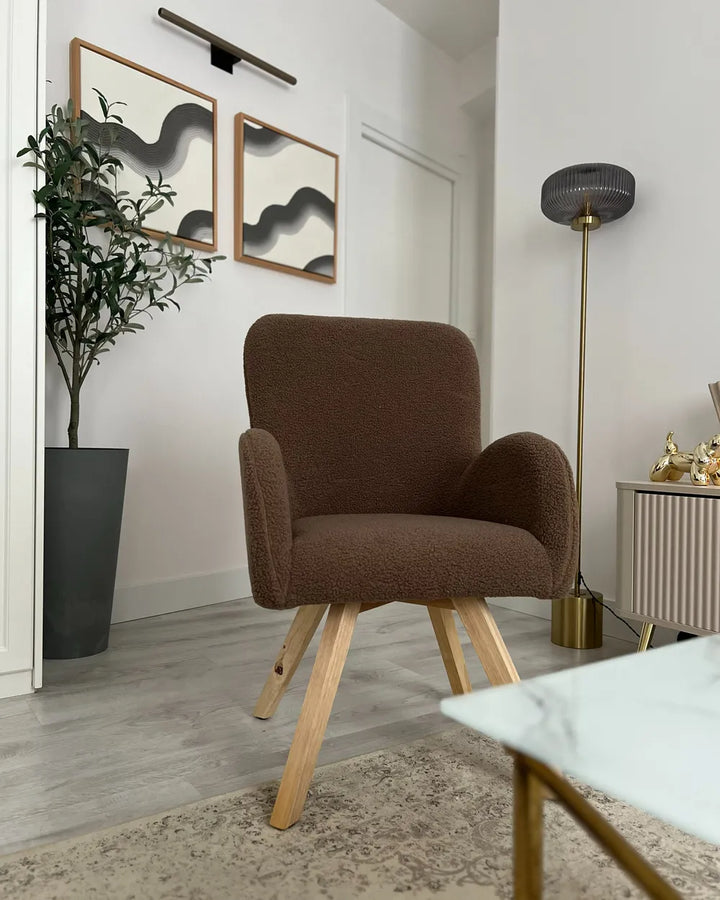 Armchair Boucle Brown Katherline
