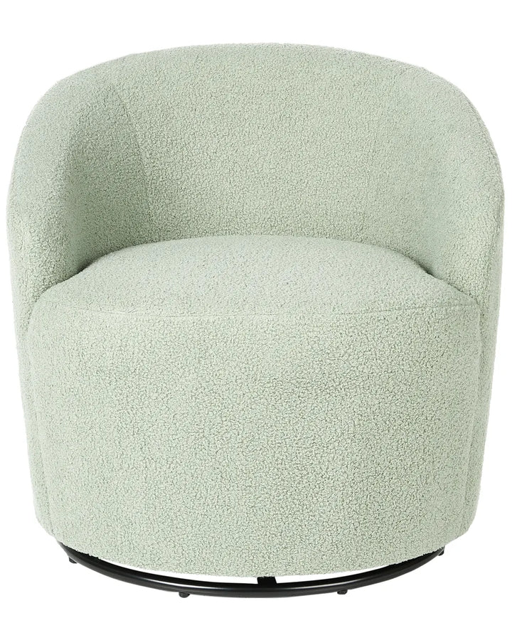 Swivel Armchair Boucle Light Green Halcott