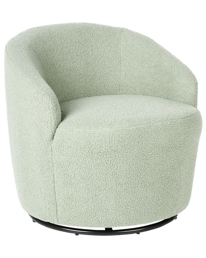 Swivel Armchair Boucle Light Green Halcott