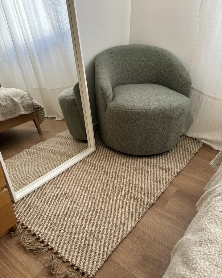 Swivel Armchair Boucle Light Green Halcott