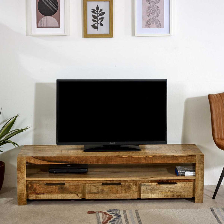 Surrey Solid Wood Large Tv Cabinet With 3 Drawers