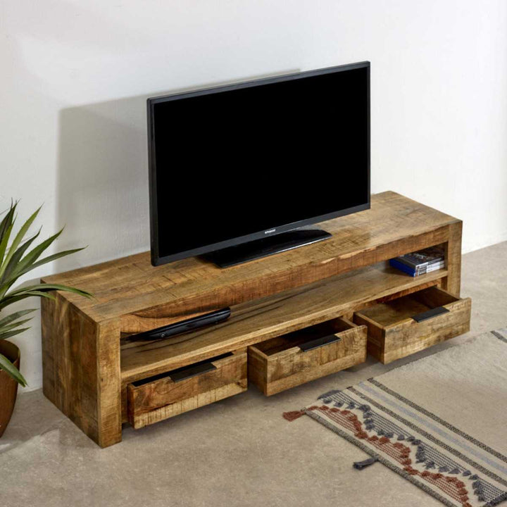 Surrey Solid Wood Large Tv Cabinet With 3 Drawers