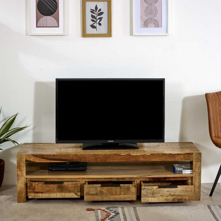 Surrey Solid Wood Large Tv Cabinet With 3 Drawers