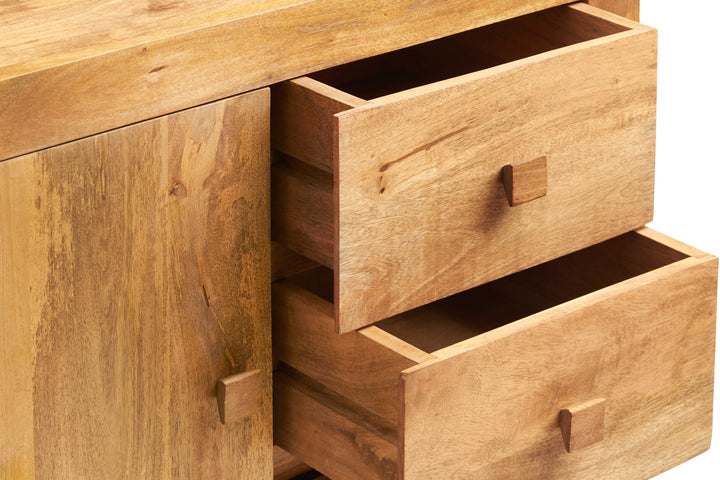Toko Light Wood Mango 3 Drawer 1 Door Small Sideboard