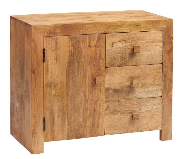 Toko Light Wood Mango 3 Drawer 1 Door Small Sideboard