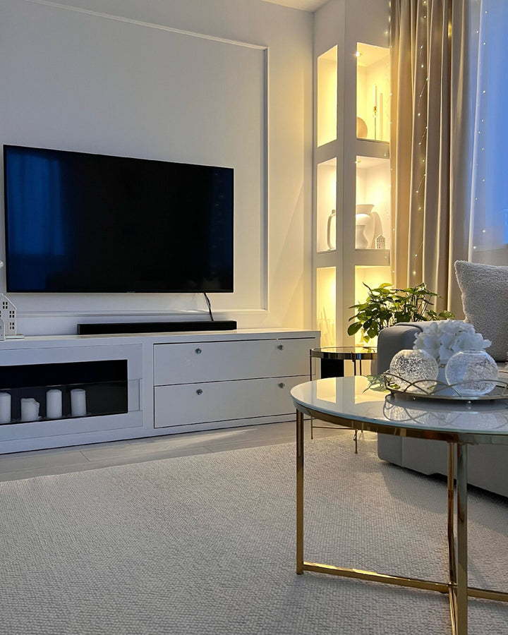 Desari Marble Effect Coffee Table White with Gold