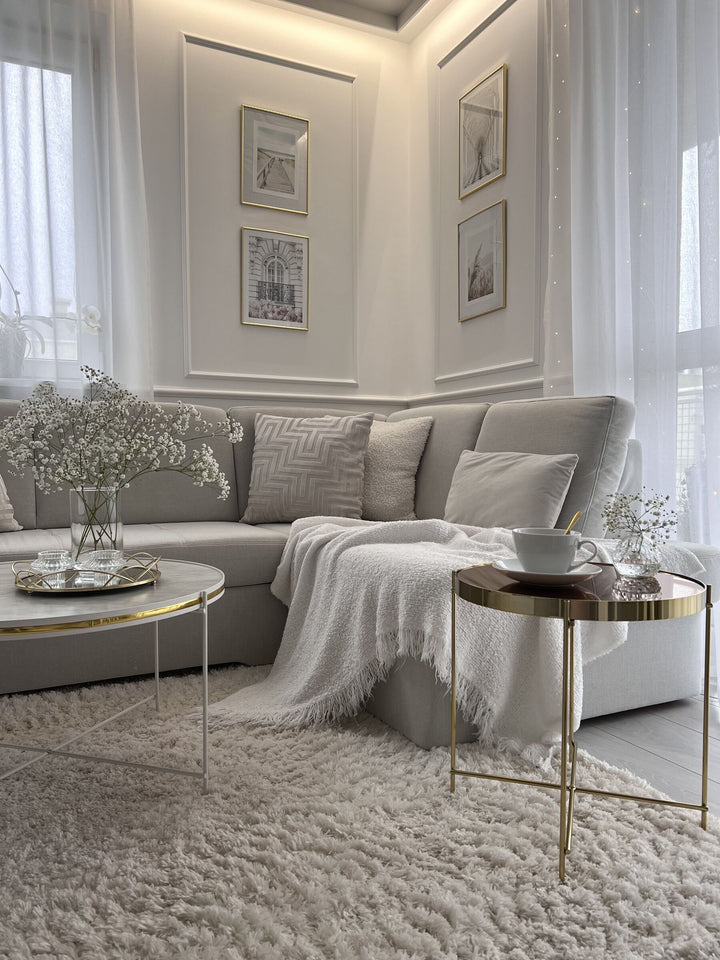 Desari Marble Effect Coffee Table White with Gold