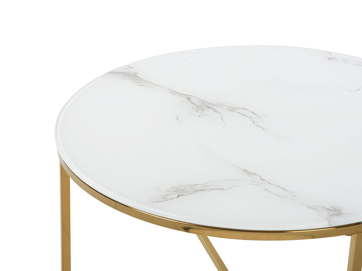 Desari Marble Effect Coffee Table White with Gold