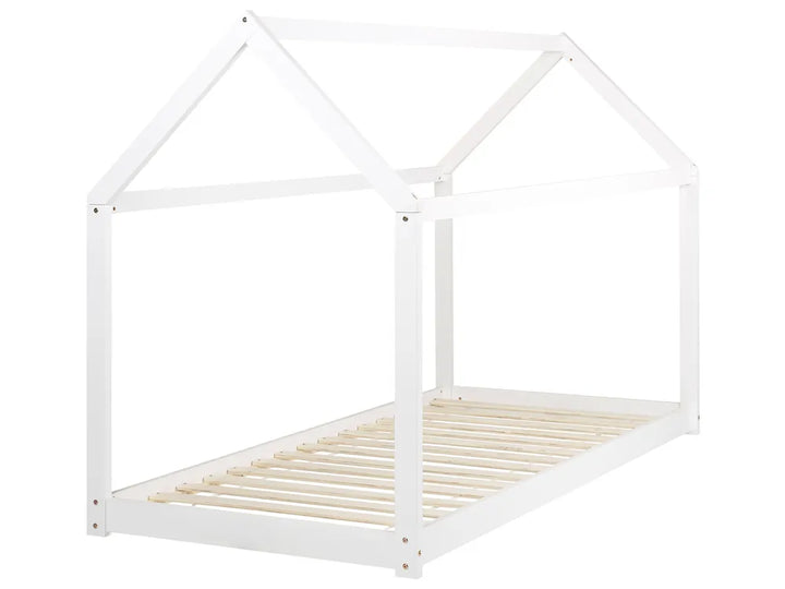 Kids Bed House Pine Wood 90 x 200 cm (EU Single) White Schlesinger