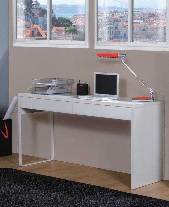 Artic White Desk with Drawers Grantville
