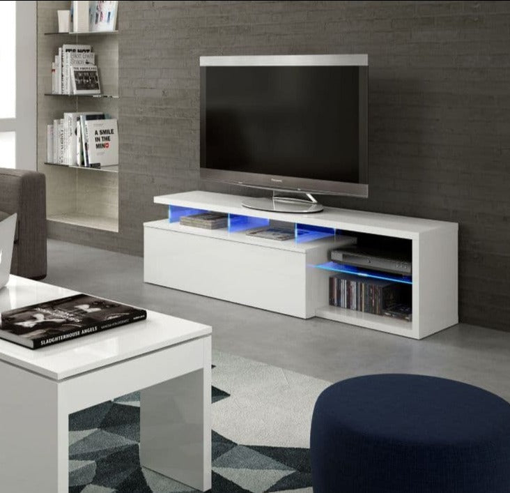 White Modern Soft Gloss TV Stand Suno