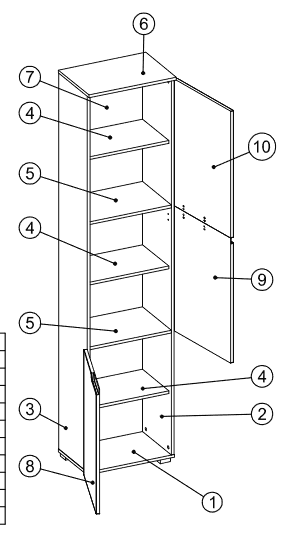 Tall Narrow Bookcase with White Gloss Doors Luan