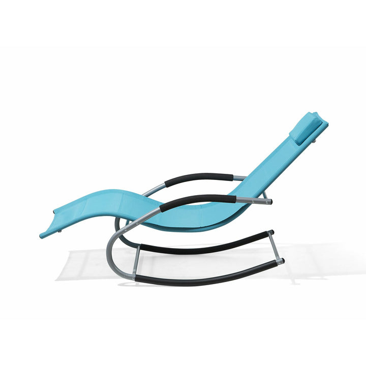 Steel Rocking Sun Lounger Turquoise Rebello