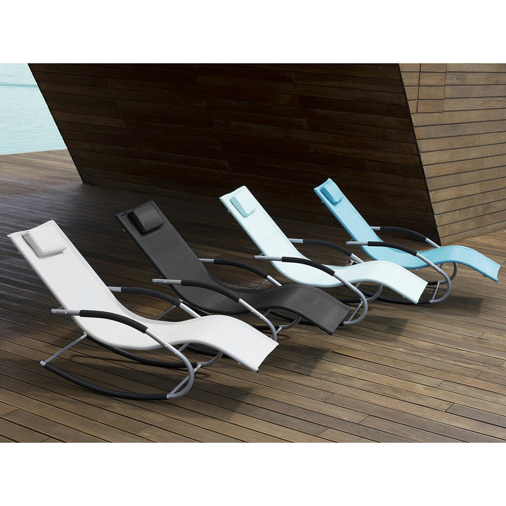 Steel Rocking Sun Lounger Turquoise Rebello