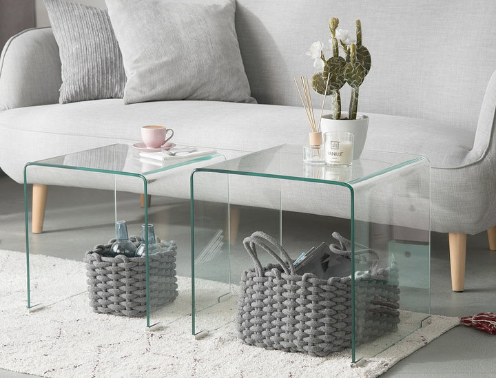 Reno Set of 2 Glass Side Tables Transparent