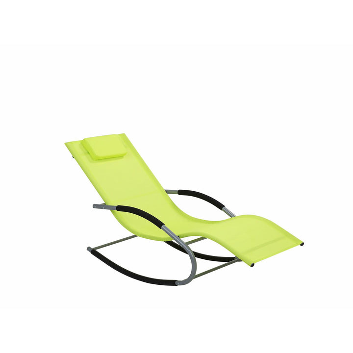 Steel Rocking Sun Lounger Lime Green CARANO
