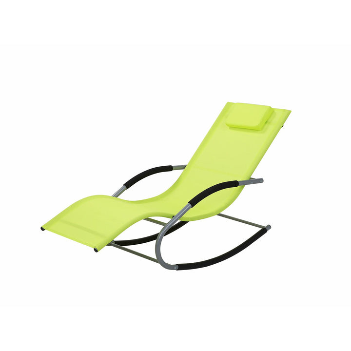 Steel Rocking Sun Lounger Lime Green Rebello