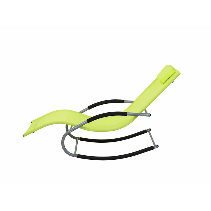Steel Rocking Sun Lounger Lime Green Rebello