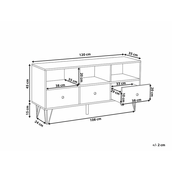 Mainor 3 Drawer TV Stand Dark Wood