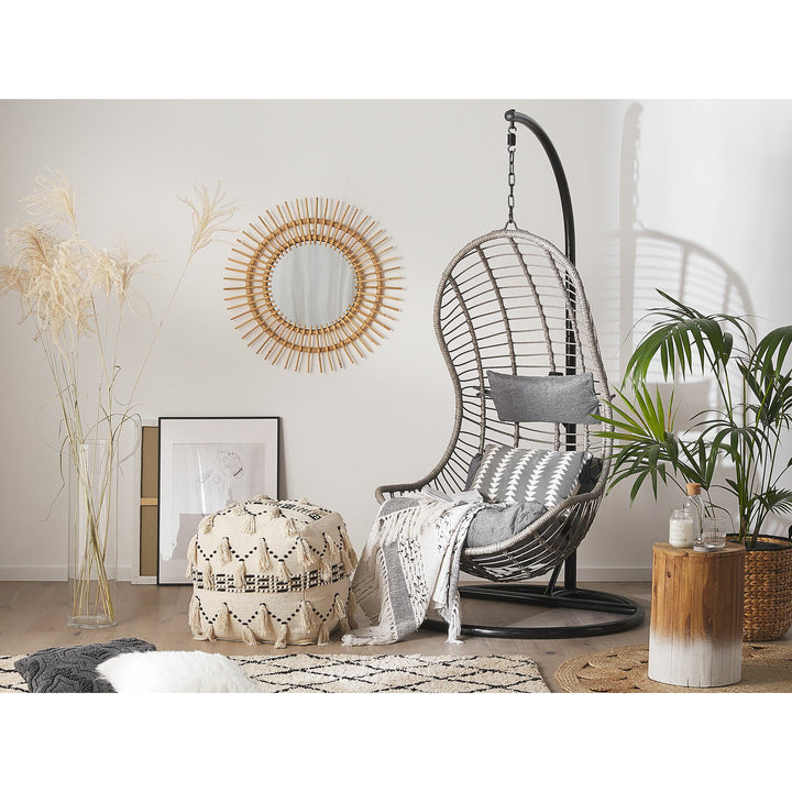 Hanging Chair with Stand PINETO PE Rattan Grey