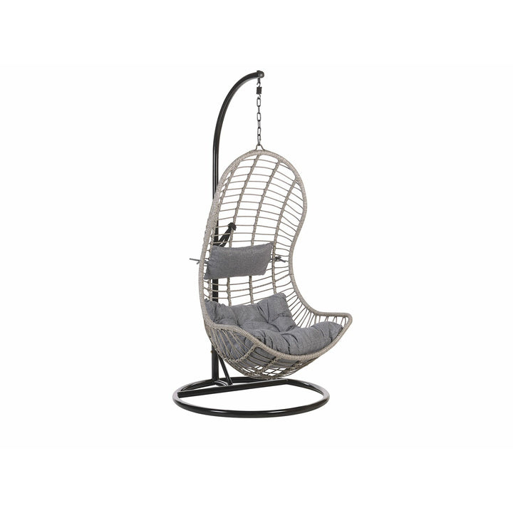Hanging Chair with Stand PINETO PE Rattan Grey