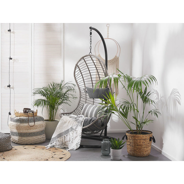 Hanging Chair with Stand PINETO PE Rattan Grey