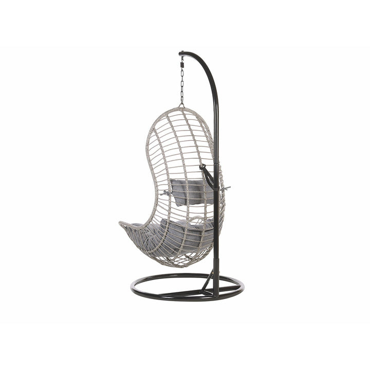 Hanging Chair with Stand PINETO PE Rattan Grey