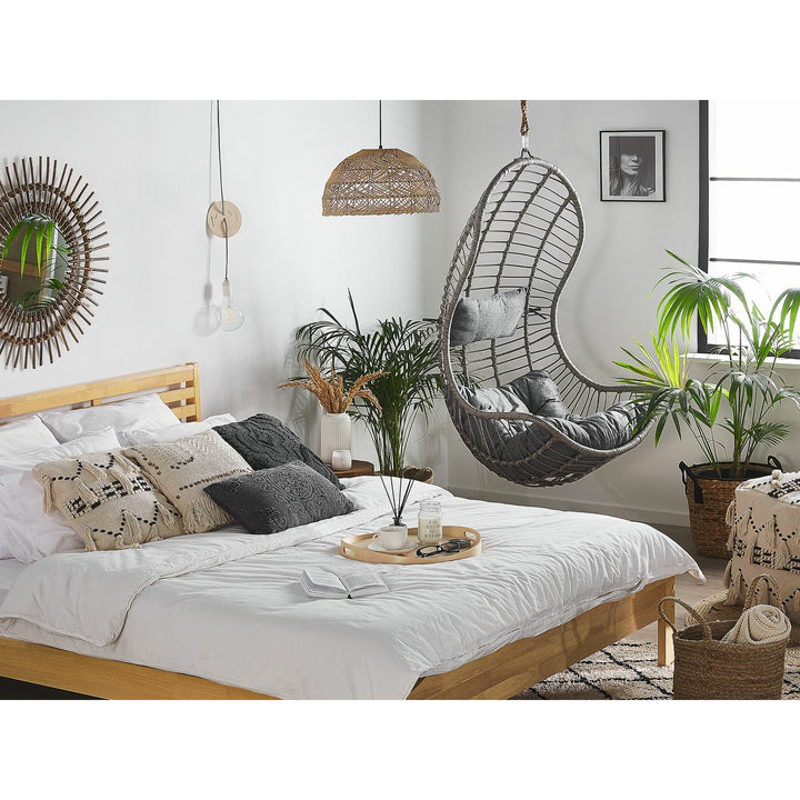 Hanging Chair with Stand PINETO PE Rattan Grey