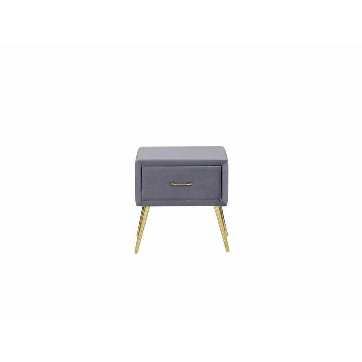 Guilford 1 Drawer Velvet Bedside Table Grey