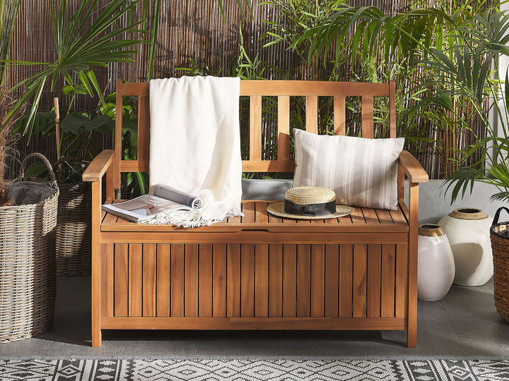 Acacia Wood Garden Bench with Storage 120 cm Light SOVANA