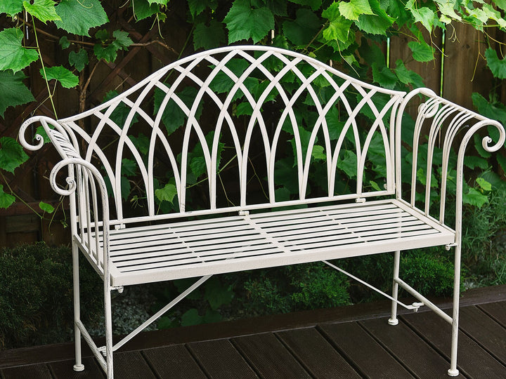 Metal Garden Bench 130 cm White Milazzo