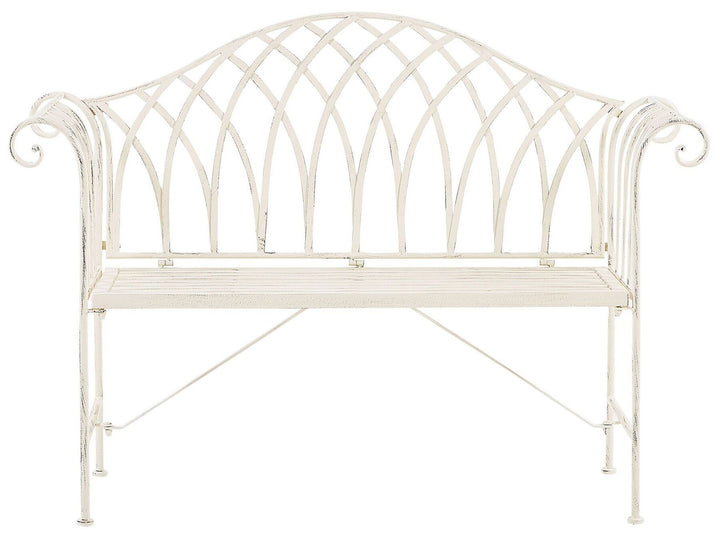 Metal Garden Bench 130 cm White Milazzo