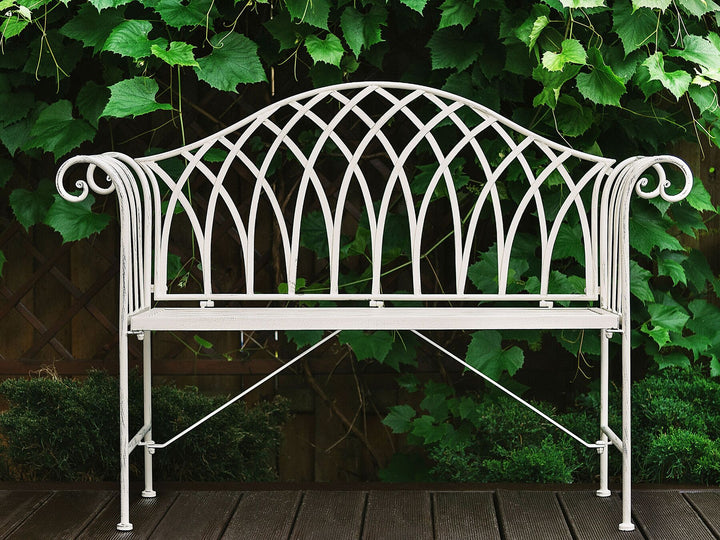 Metal Garden Bench 130 cm White Milazzo