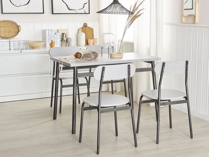 4 Seater Dining Set Grey with Black VELDEN