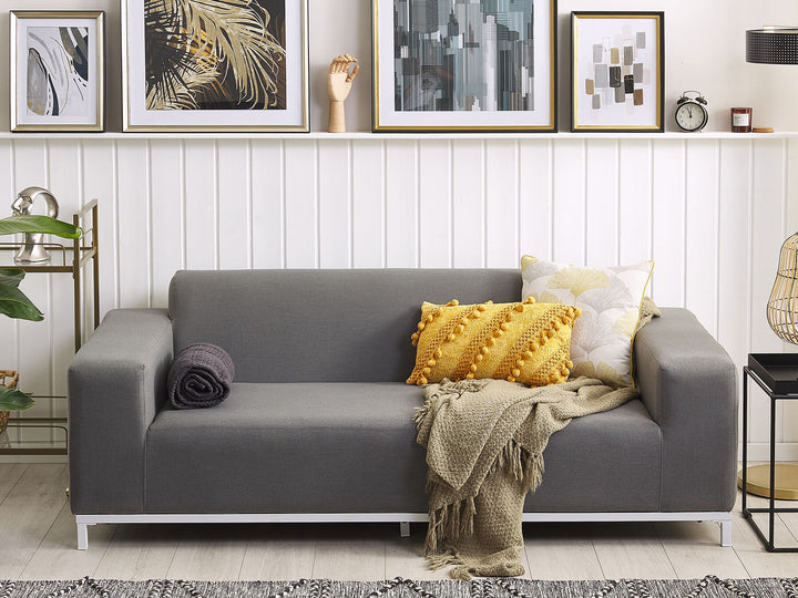Outdoor Upholstered Sofa Garden Sofa ROVIGO Polyester Grey 3 Seater