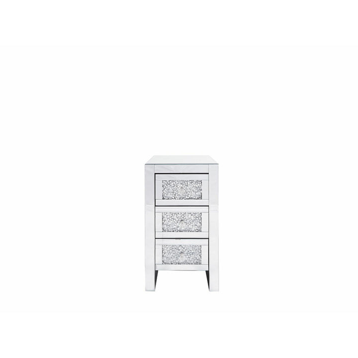 Gravity 3 Drawer Mirrored Bedside Table Silver