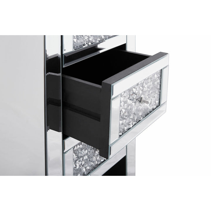 Gravity 3 Drawer Mirrored Bedside Table Silver