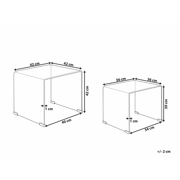 Reno Set of 2 Glass Side Tables Transparent