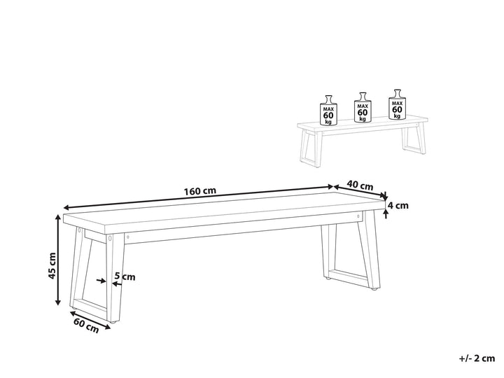 Concrete Outdoor Bench Grey 160 cm Oria
