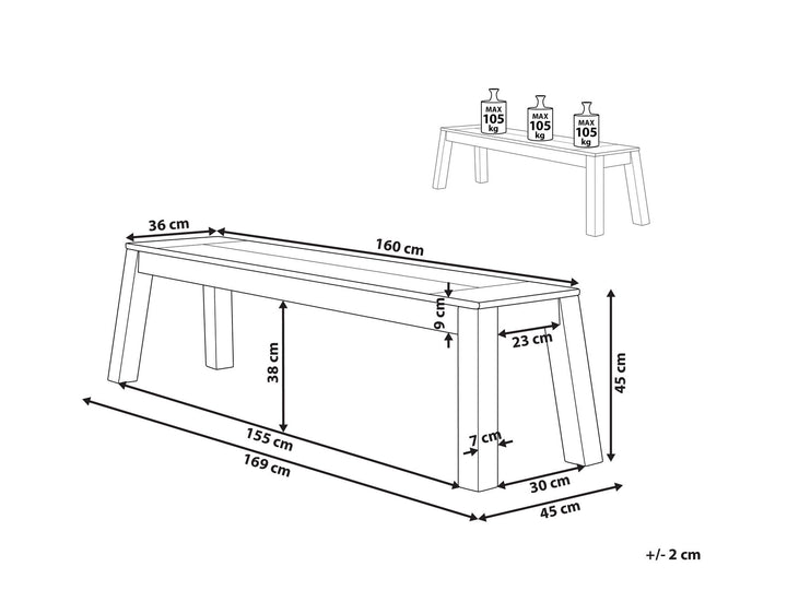 Efird Acacia Garden Bench Light Wood