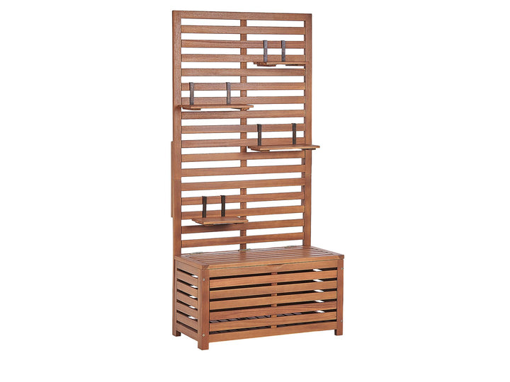 Acacia Wood Storage Bench with Wall Panel 80 cm MATINO