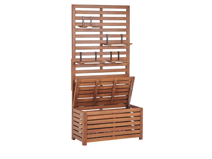 Matino Acacia Wood Storage Bench with Wall Panel 80 cm
