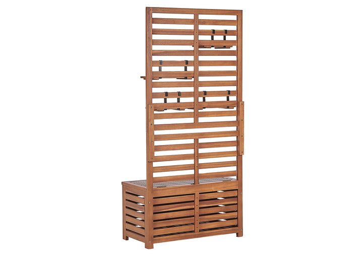 Matino Acacia Wood Storage Bench with Wall Panel 80 cm